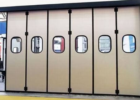Fire Station Bi Fold Industrial Sliding Folding Doors 60HZ Sandwich Panel 60HZ RAL Color