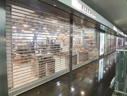 Vision Clear Store Front Steel Roller Shutter Door Crystal Polycarbonate 380V Commercial